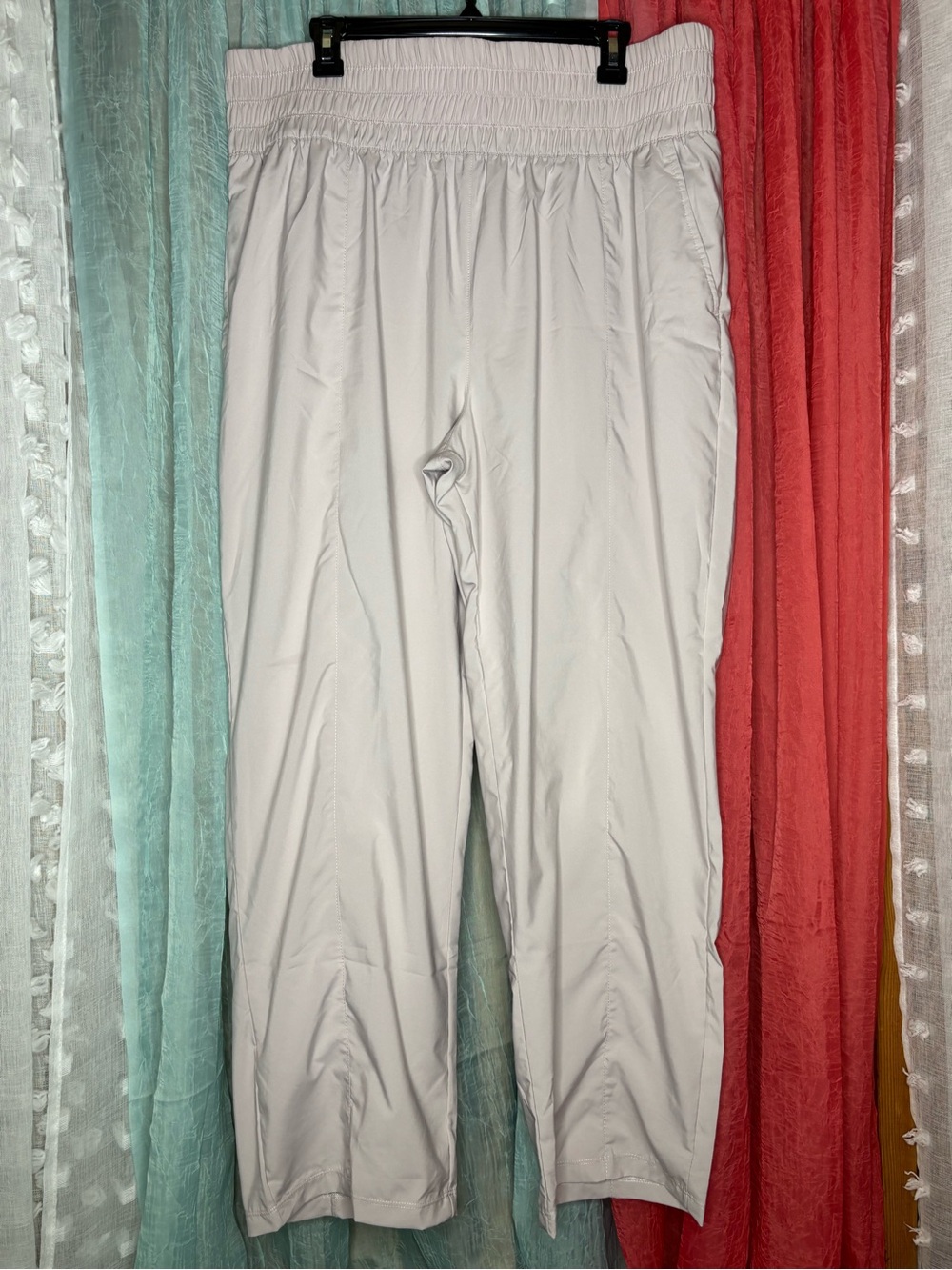 Nike White Elastic-Waist Athletic Pants